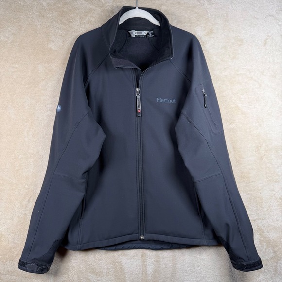 Marmot Men's XL Softshell Jacket Fleece Lined Full Zip Outdoor Black Hiking